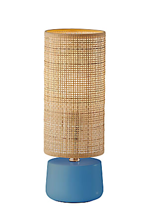 Adesso® Sheffield Table Lantern, 16"H, Rattan Shade/Turquoise Base