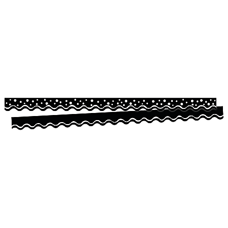 Barker Creek Scalloped-Edge Border Strips, 2 1/4" x 36", Happy Black, Pre-K To College, Pack Of 26