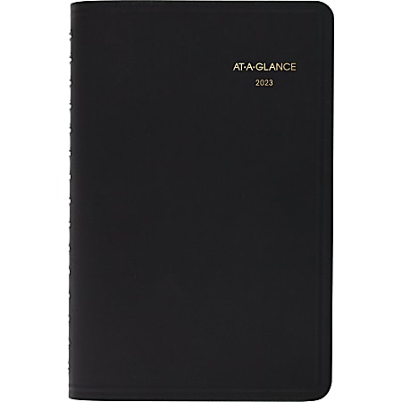 AT-A-GLANCE 24-Hour 2023 RY Daily Appointment Book Planner, Black, Small, 5" x 8"