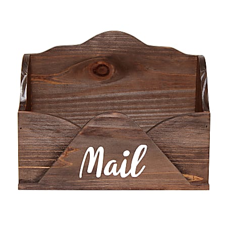 Elegant Designs Homewood Wooden Decorative Envelope-Shaped Desktop Letter Holder, 7-7/8”H x 9-7/8”W x 4-3/4”D, Brown
