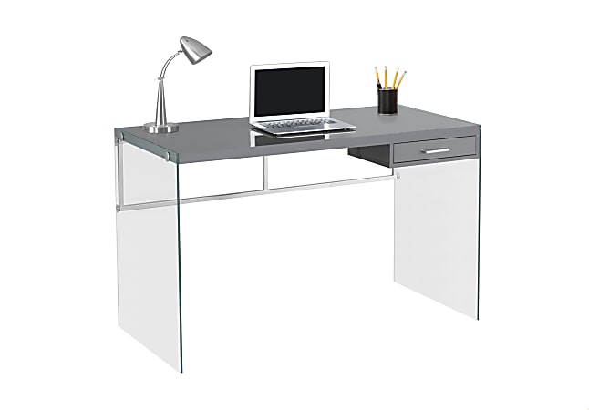 Monarch Specialties Computer Desk With Glass Base, Gray