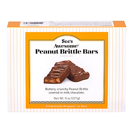 See's Awesome Peanut Brittle Bars, 8 oz, 8 bars Per Pack, Set Of 2 Packs