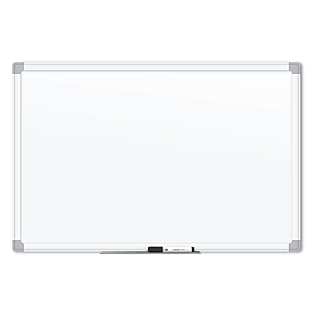 U Brands® Magnetic Dry Erase Porcelain Steel Board, 36" X 24", White Aluminum Frame