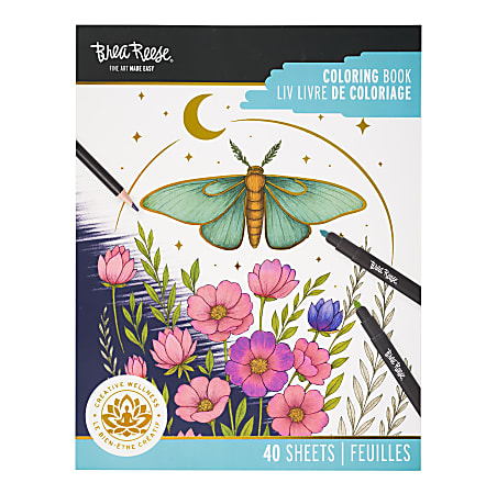 Brea Reese Coloring Book, Midnight Botanicals, 40 Sheets, 11" x 8-1/2", Total Qty 1