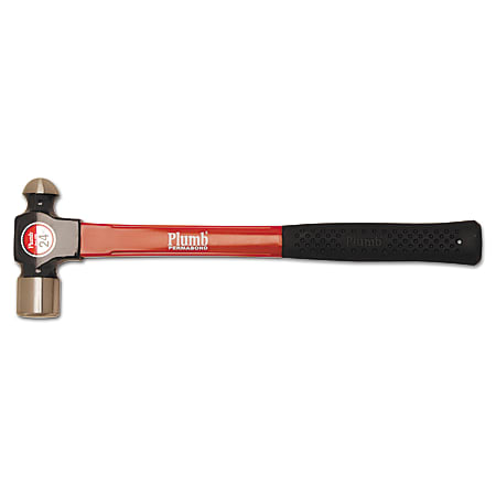Ball Pein Hammer, Fiberglass Handle, 15 in, Forged Steel 24 oz Head