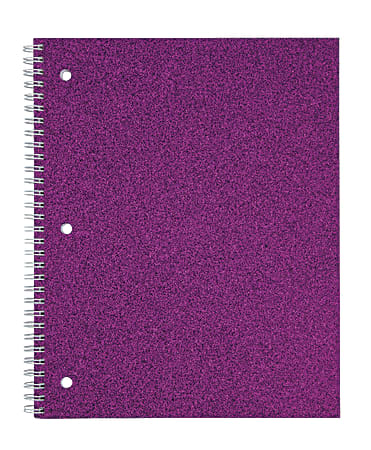 Office Depot® Brand Fashion Notebook, 8" x 10 1/2", 1 Subject, Wide-Ruled, 160 Pages (80 Sheets), Glitter Purple