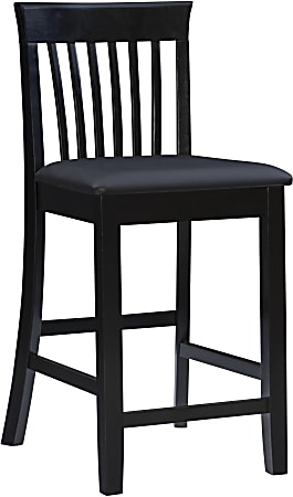 Linon Pullman Faux Leather Counter Stool, Black
