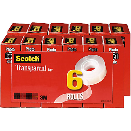 Scotch® Transparent Tape, 0.75" x 108', Clear, Pack Of 12 Rolls