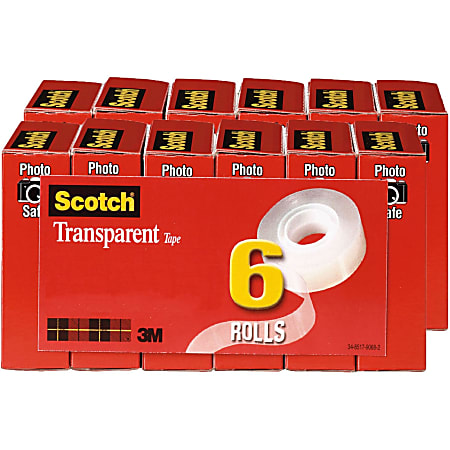 Scotch Transparent Tape - 3/4"W - 36 yd Length x 0.75" Width - 1" Core - 12 / Bundle - Clear