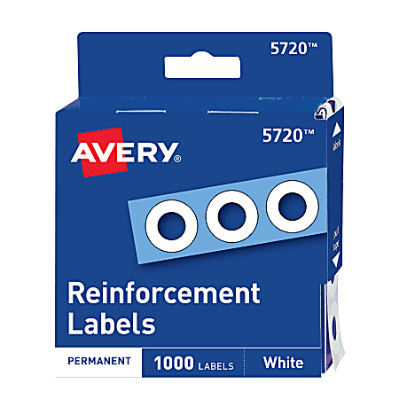 Avery Permanent Self Adhesive Hole Punch Reinforcement Labels 14 Diameter  White Pack Of 1000 - Office Depot