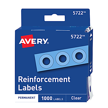 Avery® Hole Reinforcements, Clear, 1,000 Labels (5722)