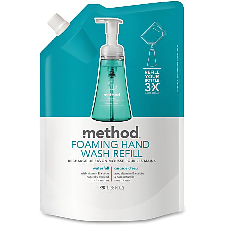 Method Waterfall Foaming Hand Wash Refill - Waterfall Scent - 28 fl oz (828.1 mL) - Hand - Aqua - Triclosan-free, Paraben-free, Phthalate-free, EDTA-free - 6 / Carton