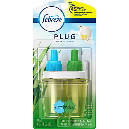 Febreze Plug-in 2-scent Refill - Meadows & Rain - 30 Day - 1 Refill/Pack - 8 / Carton - Odor Neutralizer