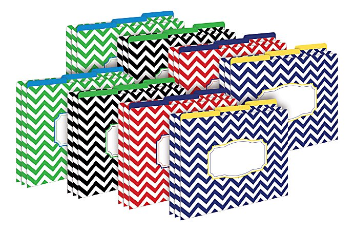 Barker Creek Tab File Folders, Letter Size, Nautical Chevron, Pack Of 24 Folders