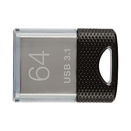 PNY Elite-X Fit USB 3.1 Flash Drive, 64GB, Black/Gray - 200MB/s