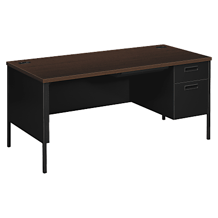 HON® Metro Classic 66"W Right-Pedestal Computer Desk, Mocha/Black