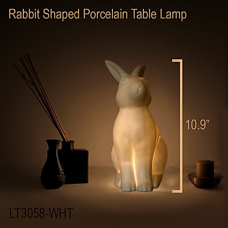 Simple Designs Porcelain Bunny Rabbit Table Lamp ODP Business Solutions