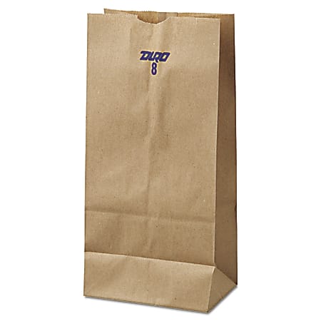 General Paper Grocery Bags, #8, 6 1/8" x 4 3/16" x 12 7/16", 35 Lb, Brown, Pack Of 500