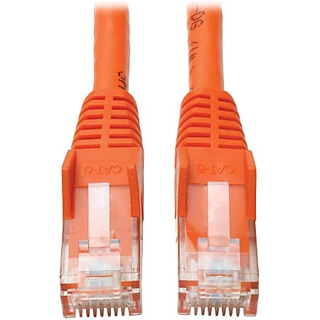 Tripp Lite Cat6 GbE Snagless Molded Patch Cable UTP Orange RJ45 M/M 35ft 35' - 35.10 ft - 1 x RJ-45 Male Network - 1 x RJ-45 Male Network - Gold Plated Connector - Copper Plated Contact - Orange