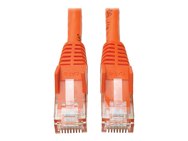 Tripp Lite Cat6 GbE Snagless Molded Patch Cable UTP Orange RJ45 M/M 35ft 35' - 35.10 ft - 1 x RJ-45 Male Network - 1 x RJ-45 Male Network - Gold Plated Connector - Copper Plated Contact - Orange