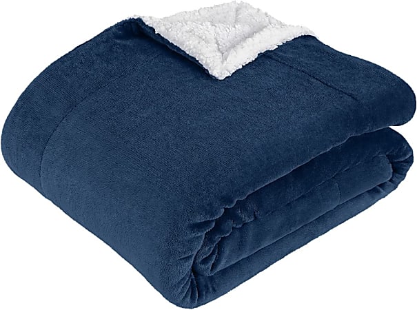 Sedona House Westinghouse Plush Sherpa Throw, 60" x 70", Navy