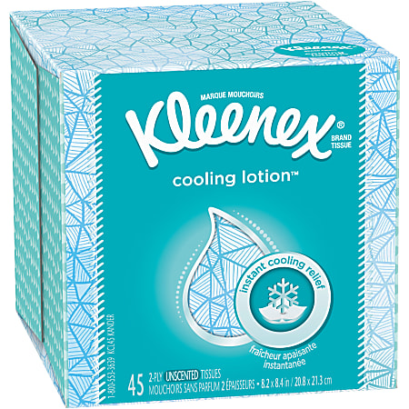 Kleenex® Cooling Lotion 2-Ply Facial Tissues, White, 45 Tissues Per Box