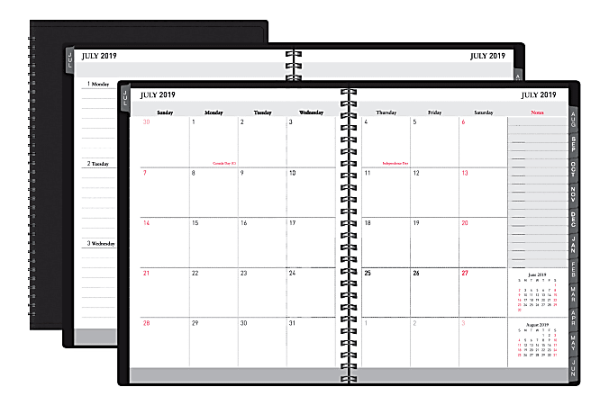 Office Depot® 18-Month Academic Planner, 9" x 11", 30% Recycled, Black, July 2019 to December 2020