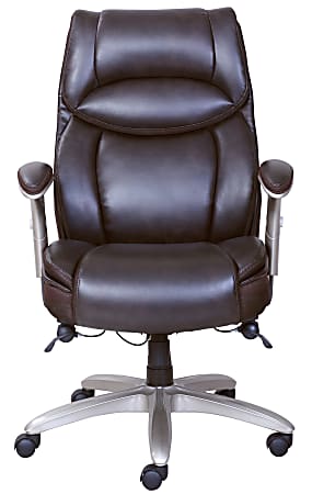 Serta Smart Layers Brinkley Ergonomic Bonded Leather High Back Executive  Chair BrownSilver - Office Depot