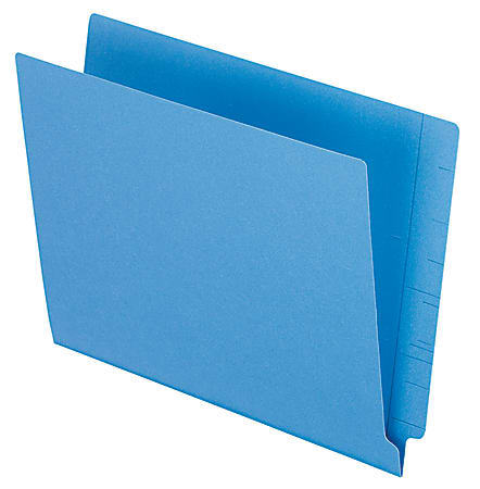 Office Depot® Brand Color End Tab Folders, 8 1/2" x 11", Letter Size, Blue, Pack Of 10