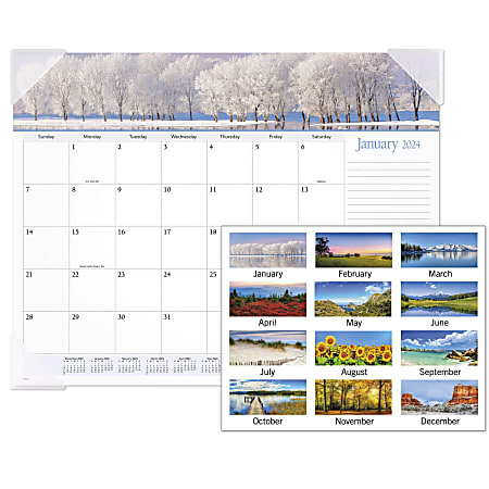 2024 AT-A-GLANCE® Panoramic Landscape Monthly Desk Pad Calendar, 21-3/4" x 17", January To December 2024, 89802