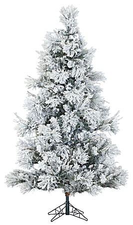 Fraser Hill Farm 7 1/2" Flocked Snowy Pine Artificial Christmas Tree, White/Black