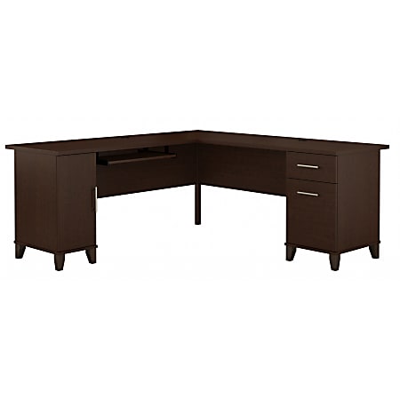 Bush Furniture Somerset 72"W L-Shaped Desk With Storage, Mocha Cherry, Standard Delivery