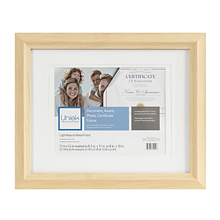 Uniek Zahra Photo/Document Picture Frame, 13 5/16” x 16 5/16" With Mat, Light Natural