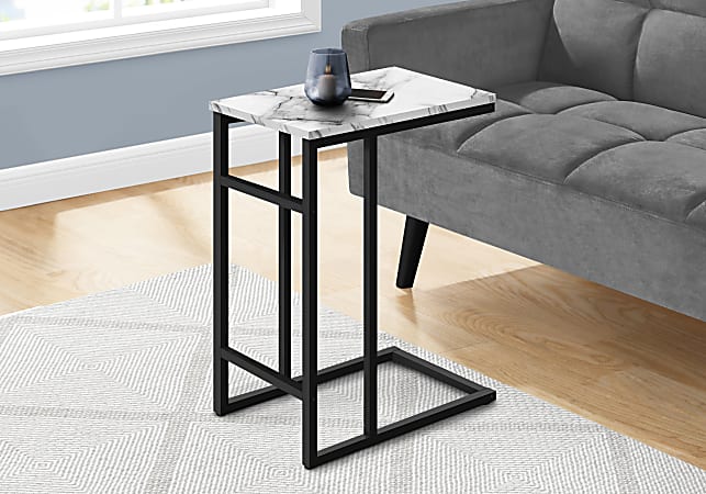 Monarch Specialties Abi Accent Table, 24”H x 18”W x 11-3/4”D, Black/White