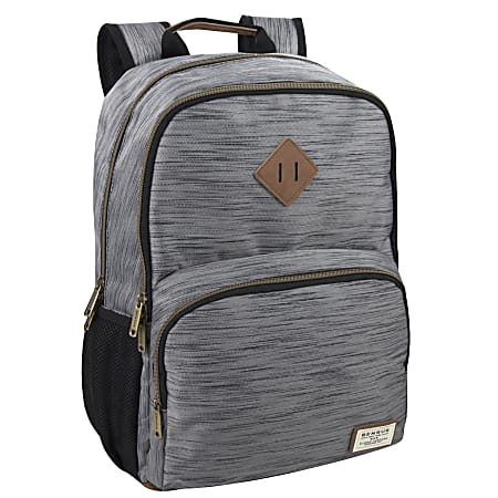 Benrus Double-Compartment Backpack With 17" Laptop Pocket, Gray/Brown