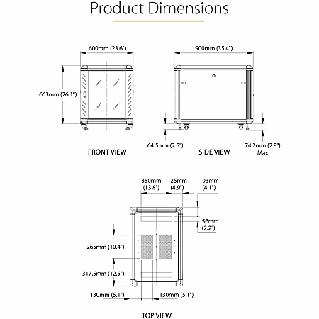 StarTech.com 12U 36in Knock Down Server Rack Cabinet with Casters Easy ...