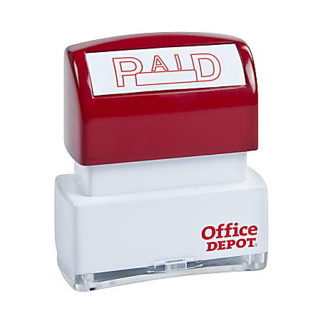Office Depot® Brand Pre-Inked Message Stamp, "Paid", Red