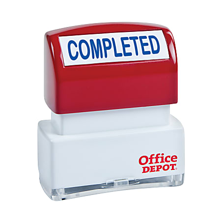 Office Depot® Brand Pre-Inked Message Stamp, "Completed", Blue