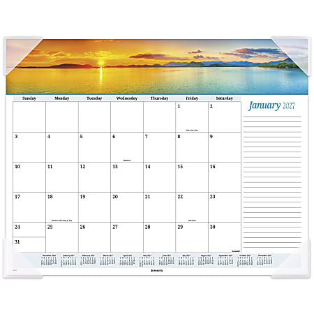 AT-A-GLANCE® 2027 Panoramic Seascape Monthly Desk Pad, Standard, 21 3/4" x 17"
