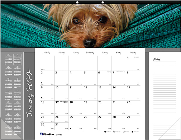 Blueline® Monthly Desk Calendar, 17" x 22", Man's Best Friend, January To December 2022, C194116