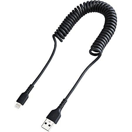 StarTech.com 1m (3ft) USB to Lightning Cable, MFi Certified, Coiled iPhone Charger