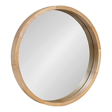 Uniek Kate And Laurel Hutton Round Mirror, 22”H x 22”W x 2-3/16”D, Natural