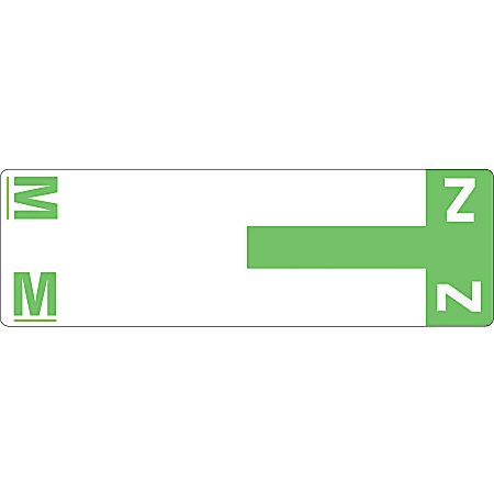 Smead® NCC AlphaZ® Permanent Color-Coded Name Label Refill Pack, M & Z, Light Green, Pack Of 100