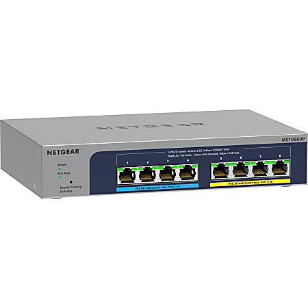 Netgear 8-port Ultra60 PoE++ Multi-Gigabit (2.5G) Ethernet Plus Switch - 8 Ports - 2.5 Gigabit Ethernet - MS108EUP100NAS