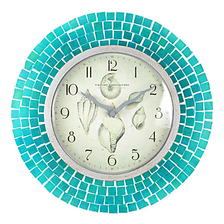 FirsTime & Co.® Mosaic Round Wall Clock, Aqua Blue