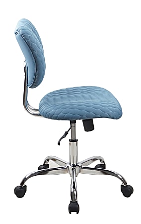 Realspace Jancy Quilted Fabric Low Back Task Chair BlueChrome