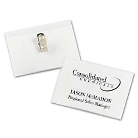 Avery® Clip Style Name Badges, Side Loading, 2 1/2" x 3 3/4", Box Of 100