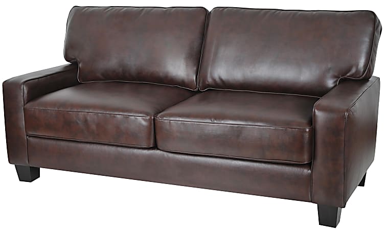 Serta® Deep-Seating Palisades Bonded Leather Sofa, 78", Chestnut/Espresso