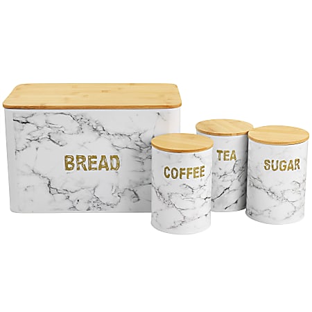 MegaChef 4-Piece Iron Canister Set, Marble