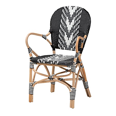 bali & pari Wallis Rattan Indoor Dining Accent Chair, Black/White
